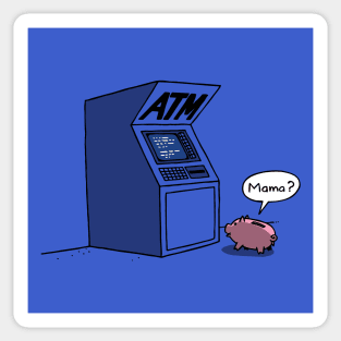 Funny Cute Piggy Bank ATM Money Original Cartoon Sticker